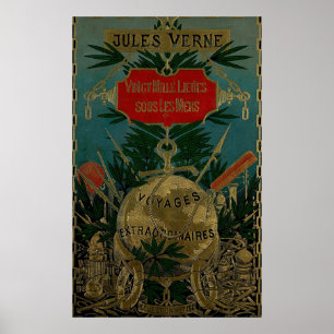 Affiche Jules Verne Voyages extraordinaires
