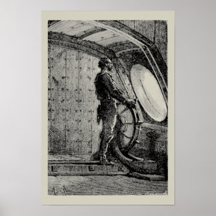 Affiche Jules Verne's Captain Nemo Steering The Nautilus