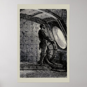 Affiche Jules Verne's Captain Nemo Steering The Nautilus