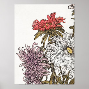 Affiche Julie De Graag Chrysanthèmes Art Floral Bois