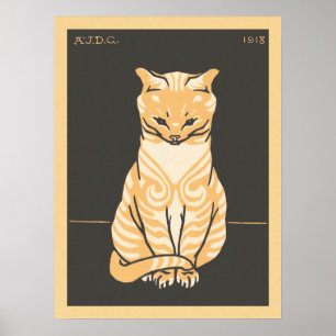 Affiche Julie De Graag Vintage Chat noir orange