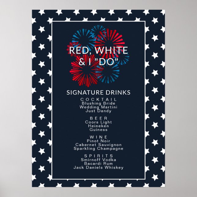 Affiche July 4th Red White & I Do Couples Shower Bar Sign (Devant)