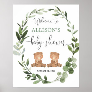 Affiche Jumeaux baby shower de bienvenue