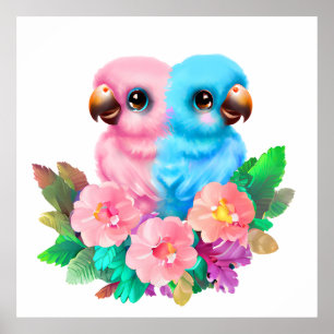 Affiche Jumeaux de perroquets pour bébés