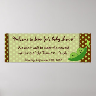 Affiche Jumeaux de pois dans une bannière de Baby shower d