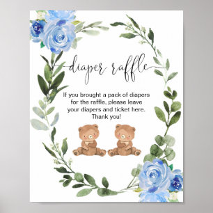 Affiche Jumeaux en peluche ours diaper signe de tombola