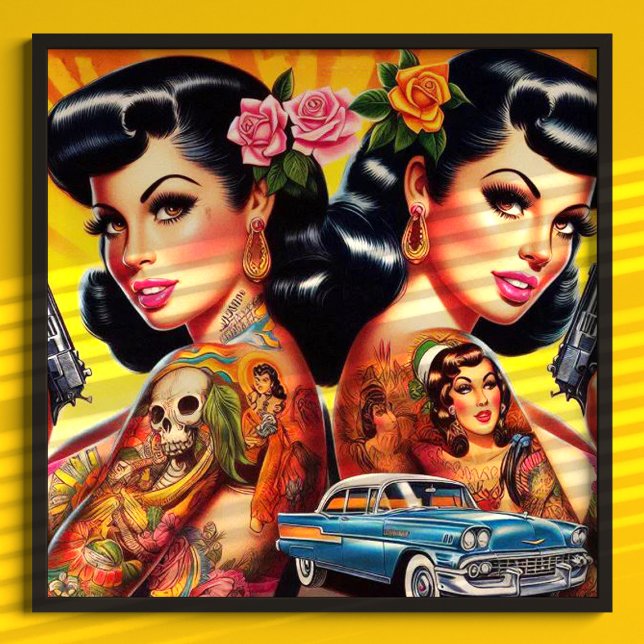 Affiche Jumeaux tatoués vintages (Créateur téléchargé)