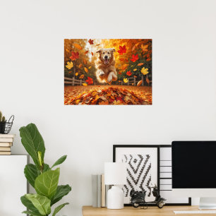 Affiche Jumelage Golden Retriever Dans Pile Feuille