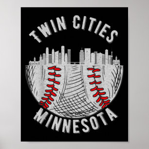 Affiche Jumelles villes cool Minnesota Mn Baseball Skyline