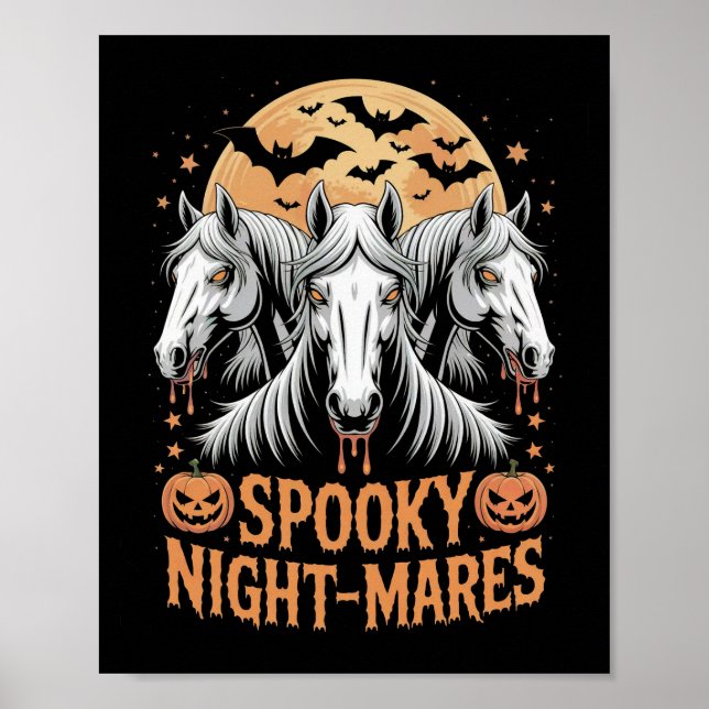 Affiche Juments de nuit effrayante Halloween Cheval (Devant)