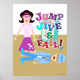 Affiche Jump Jive and Fail Swing Dance Cartoon Design