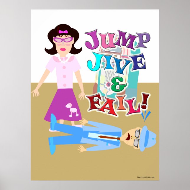 Affiche Jump Jive and Fail Swing Dance Cartoon Design (Devant)