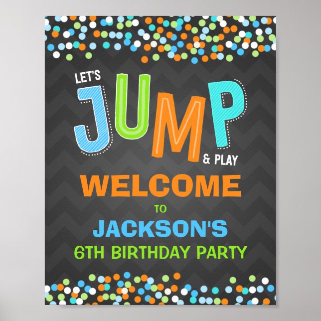 Affiche Jump Trampoline Anniversaire Fournitures de fête B (Devant)