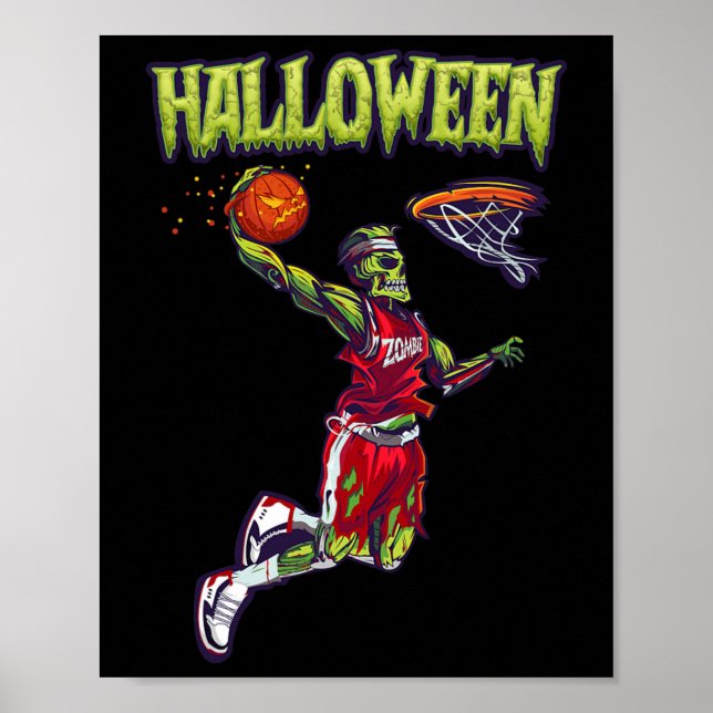 Affiche Jump Zombie Bysketbyll Dunk Player Halloween Pumpk (Devant)