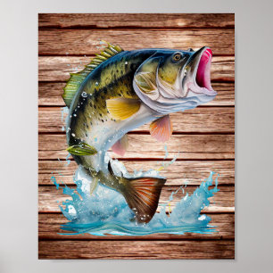 Affiche Jumping Bass Gone Fishing