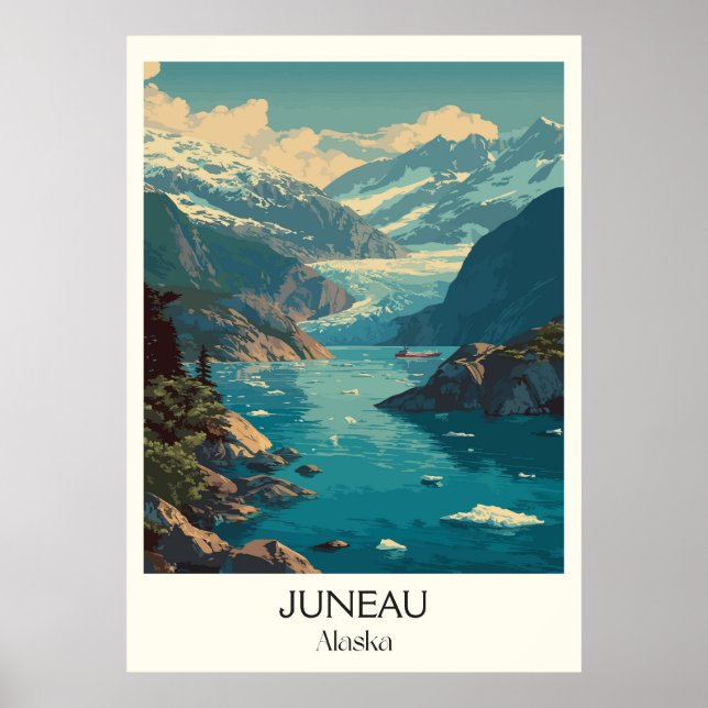 Affiche Juneau Alaska Capitale Glacier Ville (Devant)