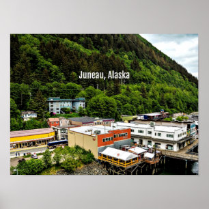 Affiche Juneau, Alaska, photo de la ville