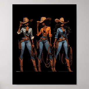 Affiche Junet1 Cowgirl Western Rodéo Melanin Black Son