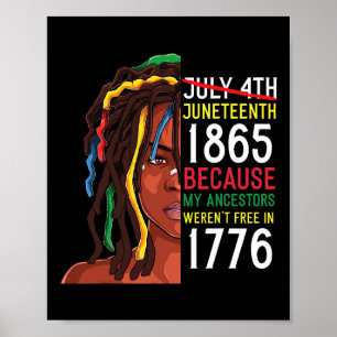 Affiche Junetdix Day Ancestors Gratuit 1776 Juillet 4 Noir