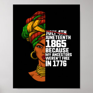 Affiche Junetdix Day Ancestors Gratuit 1776 Juillet 4 Noir