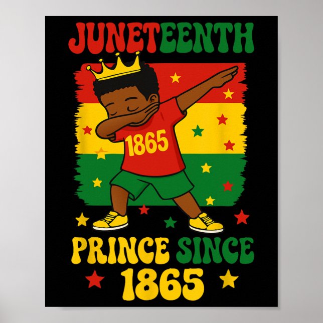 Affiche Juneteenth 1865 Groovy Toddler Boy Dabbing Prince  (Devant)