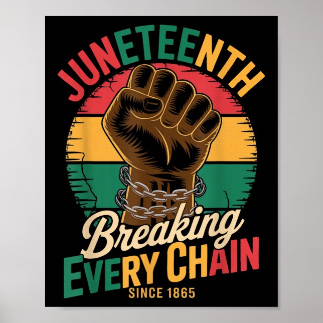 Affiche Juneteenth brisant chaque chaîne depuis 1865 Afric (Devant)