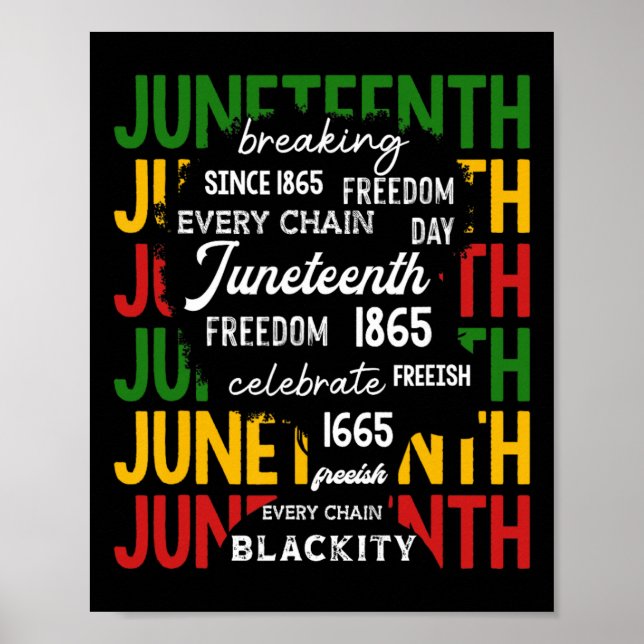 Affiche Juneteenth Brisant Chaque Chaîne Depuis 1865 Noir  (Devant)
