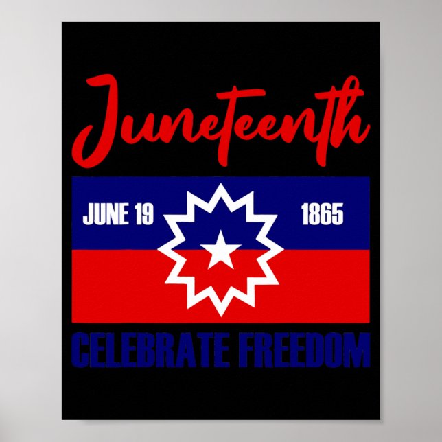Affiche Juneteenth célèbre liberté rouge blanc bleu (Devant)