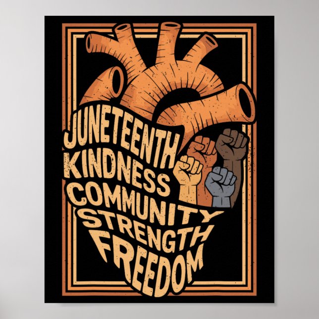 Affiche Juneteenth Cœur Mois de l'histoire des Noirs Mélan (Devant)