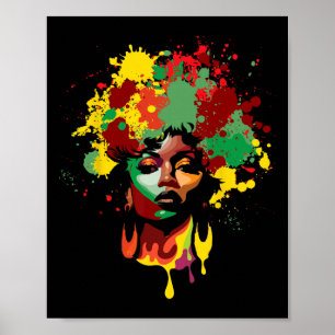 Affiche Juneteenth femme noire reine afro mélanine peintur