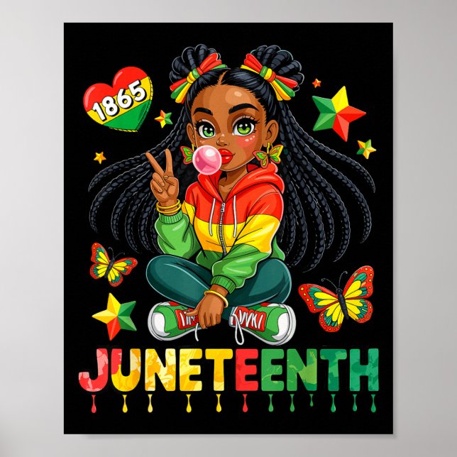 Affiche Juneteenth Joyeux Coquette Anniversaire 1865 Fille (Devant)