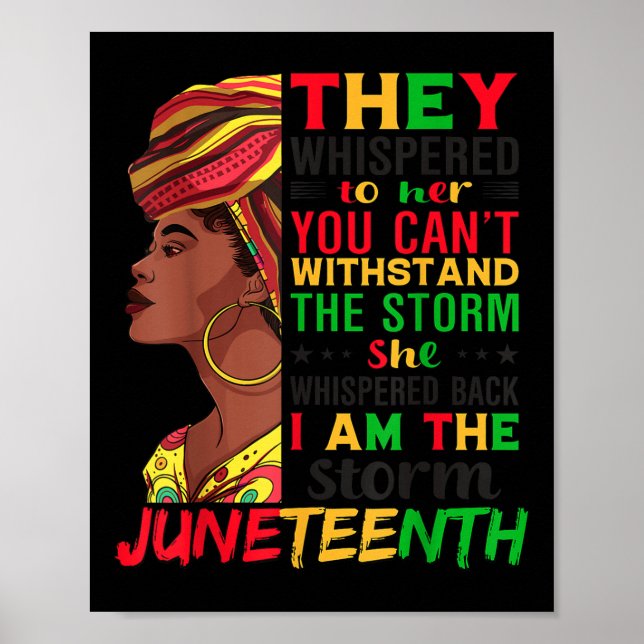 Affiche Junetten Je Suis La Tempête Black Freedom Afro Wom (Devant)