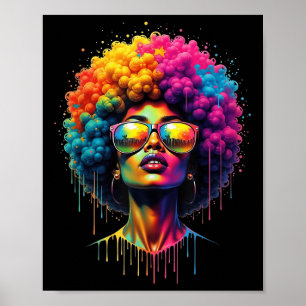 Affiche Junetten Queen Afro Melanin Drip Black Pride