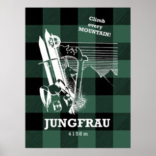 Affiche Jungfrau 4158 m Alpes suisses Moutaineering