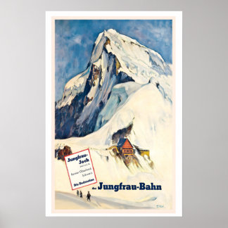 Affiche Jungfrau-Bahn Oberland bernois Suisse Vintage