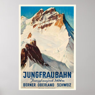 Affiche JungfrauBahn Bernois Oberland Suisse Vintage