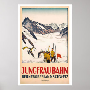 Affiche Jungfraubahn Oberland bernois Suisse Vintage