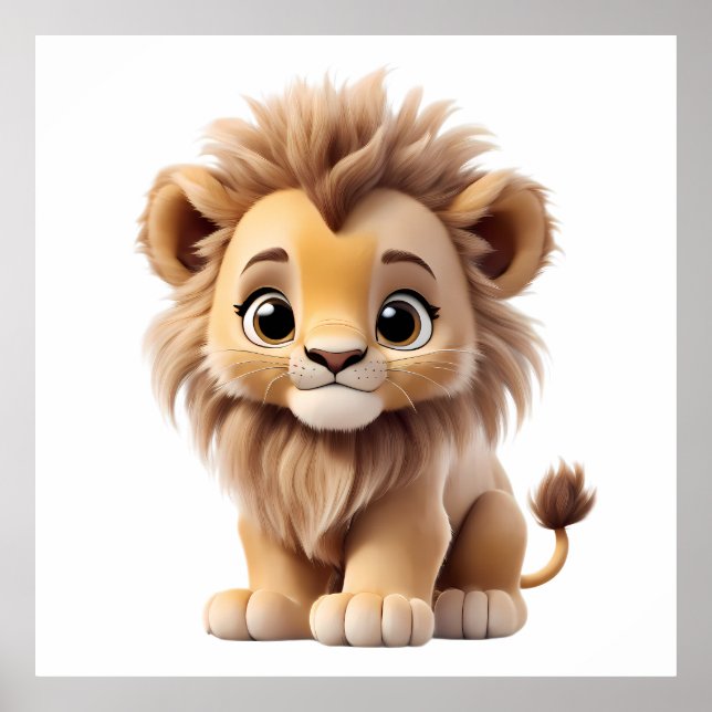 Affiche Jungle Adorable Lion Cub Sitting Portrait  (Devant)
