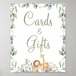 Affiche Jungle Animals Greenery Baby Shower Cards Gifts 