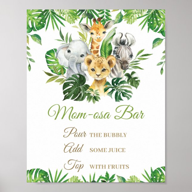 Affiche Jungle Animaux Baby shower de verdure Maman-osa Ba (Devant)