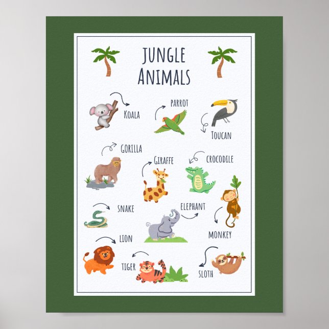 Affiche Jungle Animaux Éducation à l'école (Devant)