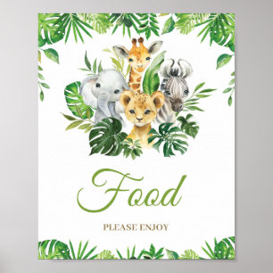 Affiche Jungle Animaux Végétation Baby shower Nourriture d