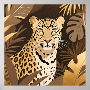Affiche Jungle Bohème Léopard Doré Faune