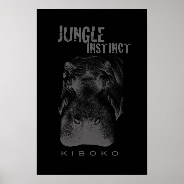 Affiche Jungle Instinct™_Kiboko_hippo en noir (Devant)