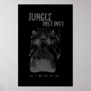 Affiche Jungle Instinct™_Kiboko_hippo sur le noir