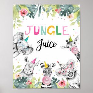Affiche Jungle Jus Safari Animaux Anniversaire Table de bo