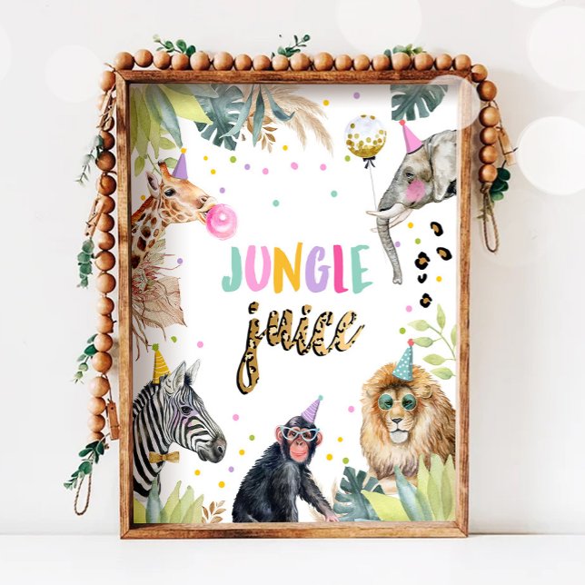 Affiche Jungle Jus Safari Animaux Anniversaire Table de bo (Créateur téléchargé)