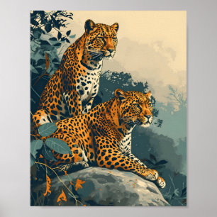 Affiche Jungle léopard : Vintage