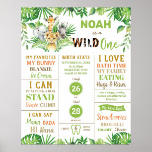 Affiche Jungle Safari 1er anniversaire Statistiques de nai