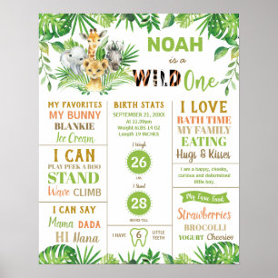 Affiche Jungle Safari 1er anniversaire Statistiques de nai